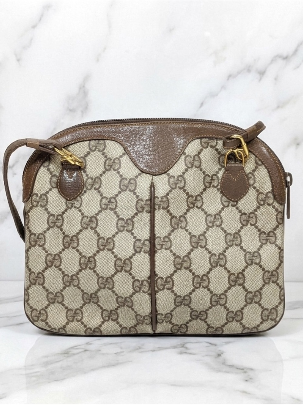 Vintage GUCCI Accessory Collection GG Supreme Crossbody Bag Brown Coated Canvas - Picture 5 of 10
